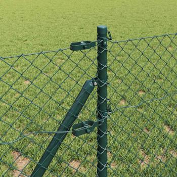 Drahtzaun mit 13 Pfosten 0,8x25 m verzinkter Stahl Grün