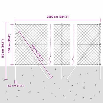Kettensägenzaun 2er Set Grün Pulverbeschichteter Stahl 1 x 25 m