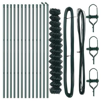 Kettengliedzaun Set von 2 Grün Galvanisierter Stahl 1,5 x 25 m