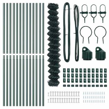 Kettengliedzaun Set von 2 Grün Galvanisierter Stahl 1,5 x 25 m