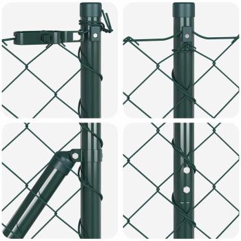 Kettengliedzaun Set von 2 Grün Galvanisierter Stahl 1,5 x 25 m