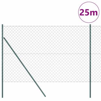 Drahtzaun mit 13 Pfosten 1,6x25 m verzinkter Stahl grün