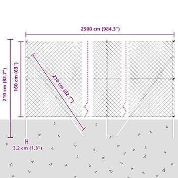 Drahtzaun mit 13 Pfosten 1,6x25 m verzinkter Stahl grün