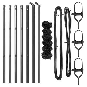 ARDEBO.de - Kettenzaun mit 7 Pfosten 0.8x10 m Galvanisierter Stahl Grau