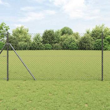 ARDEBO.de - Kettenzaun mit 7 Pfosten 1x10 m Verzinkter Stahl Grau