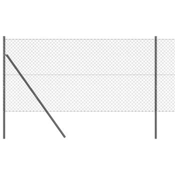 Kettenzaun mit 7 Pfosten 1x10 m Verzinkter Stahl Grau