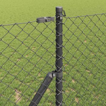 Kettenzaun mit 7 Pfosten 1x10 m Verzinkter Stahl Grau