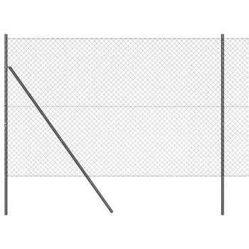 Maschendrahtzaun mit 7 Pfosten 1,5x10 m Galvanisierter Stahl Grau