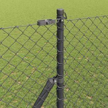 Maschendrahtzaun mit 7 Pfosten 1,5x10 m Galvanisierter Stahl Grau
