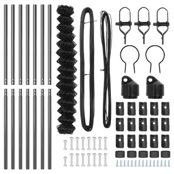 Kettengliedzaun mit 7 Pfosten 1,6x10 m verzinkter Stahl Grau