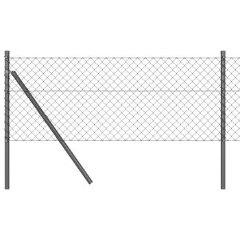Kettenzaun mit 13 Pfosten 0.8x25 m Galvanisierter Stahl Grau