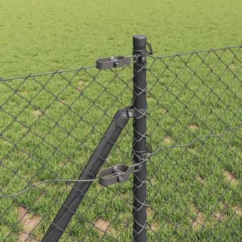 Kettenzaun mit 13 Pfosten 0.8x25 m Galvanisierter Stahl Grau