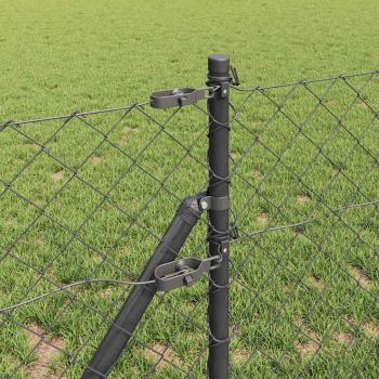 Kettenzaun mit 13 Pfosten 0.6x25 m Verzinkter Stahl Grau