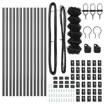 Kettengliedzaun Grau Set von 2 Grau Pulverbeschichteter Stahl