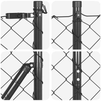 Kettengitterzaun Set mit 2 Grau Stahl 25 x 1 m Langlebig