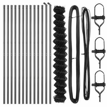 Kettengliedzaun mit 13 Pfosten 1,6x25 m verzinkter Stahl grau