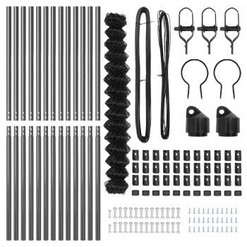 Kettengliedzaun mit 13 Pfosten 1,6x25 m verzinkter Stahl grau