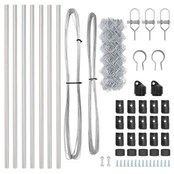 Kettengliedzaun mit 7 Pfosten 0.8x10 m Verzinkter Stahl