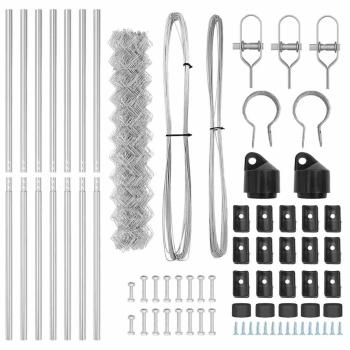 Kettenzaun mit 7 Pfosten 1,2x10 m Verzinkter Stahl