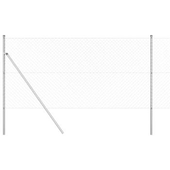 Kettengliederzaun mit 7 Pfosten 1,4x10 m galvanisierter Stahl