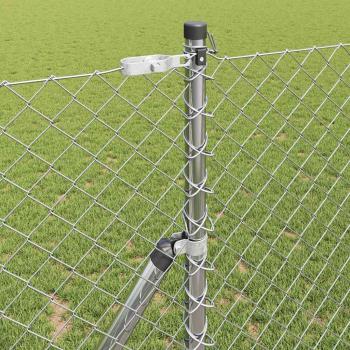 Kettengliederzaun mit 7 Pfosten 1,4x10 m galvanisierter Stahl