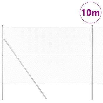 Kettenzaun mit 7 Pfosten 1,5x10 m Verzinkter Stahl
