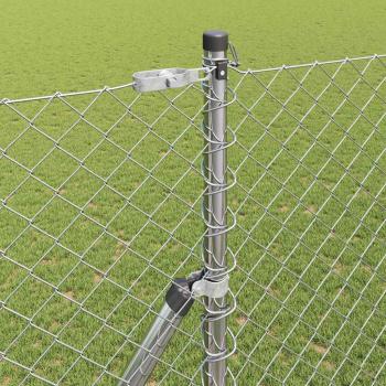 Kettenzaun mit 7 Pfosten 1,5x10 m Verzinkter Stahl
