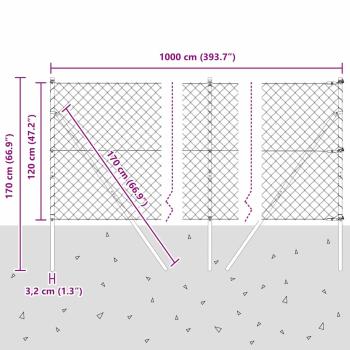Drahtzaun mit 7 Pfosten 1,2x10 m verzinkter Stahl