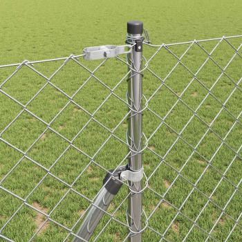 Kettenzaun mit 7 Pfosten 1,4x10 m Verzinkter Stahl