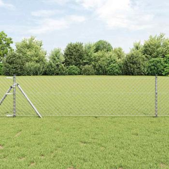 ARDEBO.de - Kettenglied Zaun mit 13 Pfosten 0.4x25 m Verzinkter Stahl