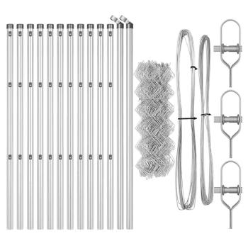 Kettenzaun mit 13 Pfosten 0,8x25 m Verzinkter Stahl