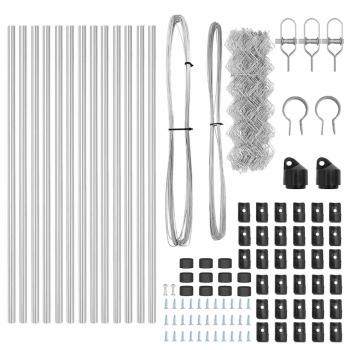 Kettenzaun mit 13 Pfosten 0,8x25 m Verzinkter Stahl