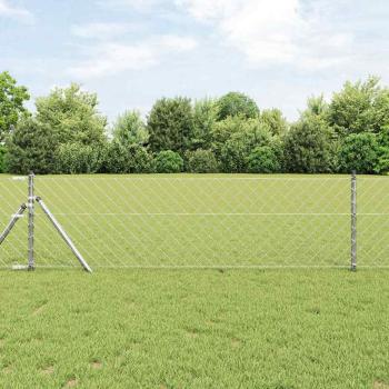 ARDEBO.de - Kettenschutzzaun mit 13 Pfosten 0,6x25 m Verzinkter Stahl