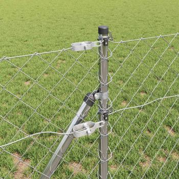 Kettenschutzzaun mit 13 Pfosten 0,6x25 m Verzinkter Stahl