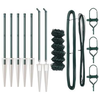 Stahlgitterzaun mit 7 Spike-Pfosten 0.4x10 m verzinkter Stahl