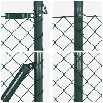Stahlgitterzaun mit 7 Spike-Pfosten 0.4x10 m verzinkter Stahl