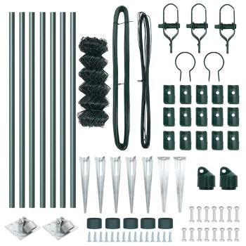 Gitterzaun mit 7 Pfahlstützen 0,4x10 m Verzinkter Stahl