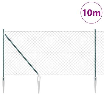 Kettenzaun mit 7 Spike-Posten 1x10 m verzinkter Stahl