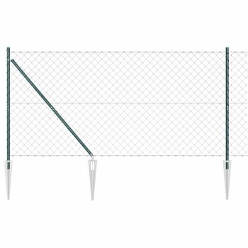 Kettenzaun mit 7 Spike-Stangen 1,2x10 m Galvanisierter Stahl