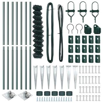 Kettenzaun mit 7 Spike-Stangen 1,2x10 m Galvanisierter Stahl