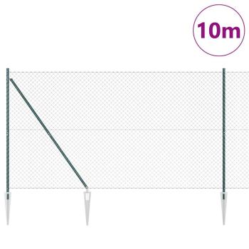 Maschendrahtzaun mit 7 Spike-Posten 1,5 x 10 m Verzinkter Stahl