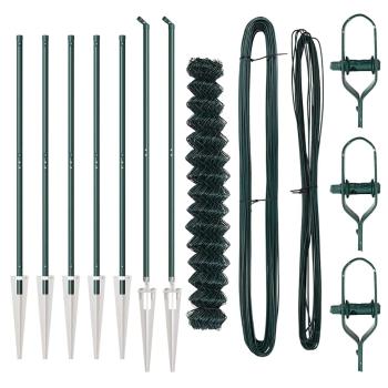 Maschendrahtzaun mit 7 Spike-Posten 1,5 x 10 m Verzinkter Stahl