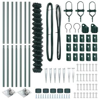 Maschendrahtzaun mit 7 Spike-Posten 1,5 x 10 m Verzinkter Stahl