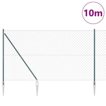 Kettenzaun mit 7 Spike-Posts 1,6x10 m Verzinkter Stahl