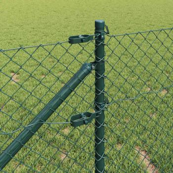 Kettengliedzaun mit 13 Spike-Posts 0.4x25 m verzinkter Stahl
