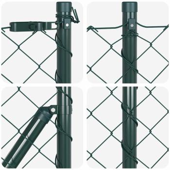 Kettengliedzaun mit 13 Spike-Posts 0.4x25 m verzinkter Stahl