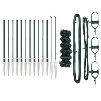 Kettengliedzaun mit 13 Spike-Posts 0.4x25 m verzinkter Stahl