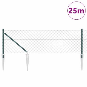 Maschendrahtzaun mit 13 Spike-Pfosten 0.6x25 m verzinkter Stahl