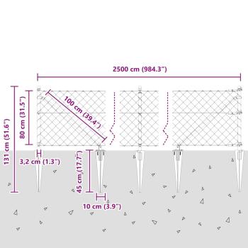 Kettengliedzaun Set von 2 Grün Metall 0,8 x 25 m Langlebig