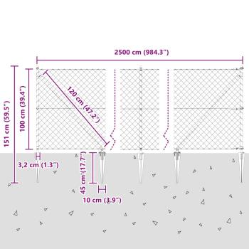 Kettenzaun Set aus 2 Grün PVC 1 x 25 m Langlebig Kettenzaun